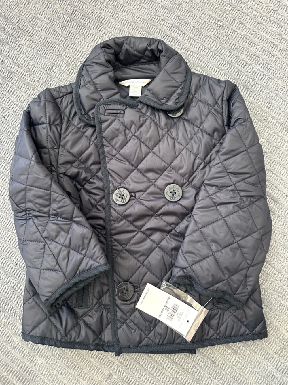 Ralph Lauren Quilted Double-Breasted Jacket - Navy - 24m